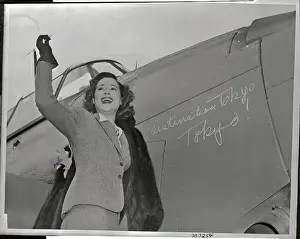 Trenton Prints: Kitty Carlisle Chalking on Plane