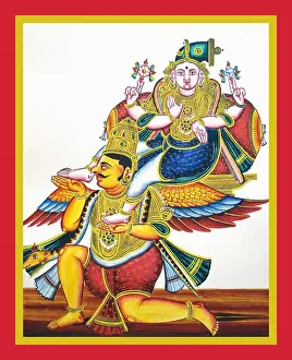 Emblem Prints: Kneeling Garuda carrying a Deity