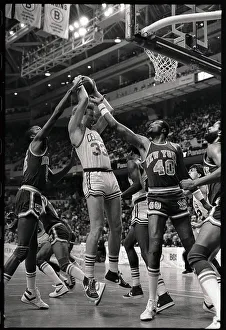 Larry Bird Guarded by Knicks in 2nd Quarter Action Art
