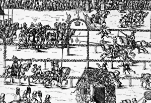 Knight Prints: Knights Practicing In Ring On Horses