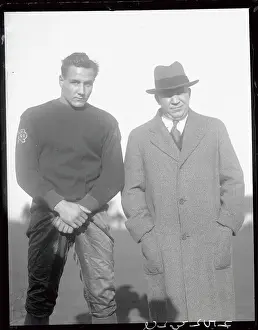 Prints of (Original Caption). Knute Rockne (right), Notre Dame coach, and F.B Gridiron Glory: Knute Rockne During Football Practice