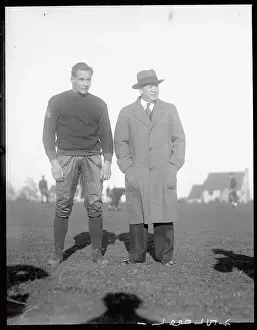 Prints of (Original Caption). Knute rockne, coach, and F.B Gridiron Glory: Knute Rockne During Football Practice
