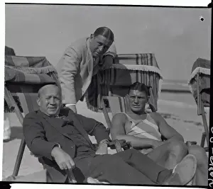 Knute Rockne and Friends Sitting on Miami Beach