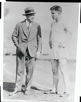 South Bend Prints: Knute Rockne and Jack Elder Standing Outside