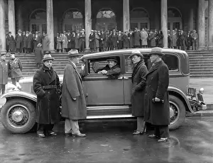 James J Prints: Knute Rockne Presenting Automobile