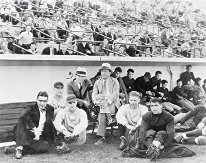 Knute Rockne and Tad Jones Sitting in Sideline Congregation