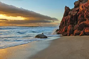 Kogel Bay or False Bay Landscape Photo in the Kogelberg Biosphere Reserve at Sunset, Western Cape Province
