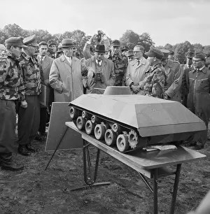 Konrad Adenauer Examining Model Tank