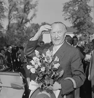 Konrad Adenauer Holding Bouquet of Roses