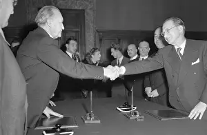 Konrad Adenauer Shaking Hands with Alcide De Gasperi