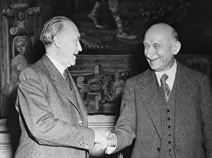 Respect Prints: Konrad Adenauer Shaking Hands with Robert Schuman