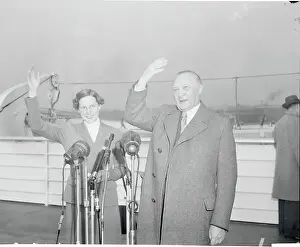 Konrad and Lotte Adenauer Waving