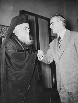 Vestments Prints: Konstantinos Karamanlis Meeting Archbishop Dorotheos