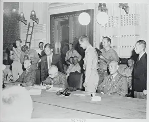 Korea Prints: Korean Governor Signing Peace Treaty