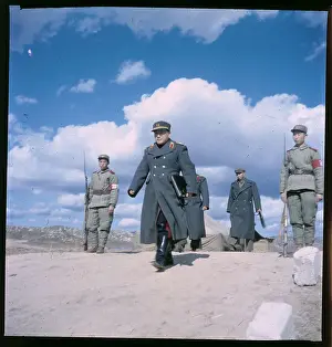 Korean Military Officers Walking at Camp Site