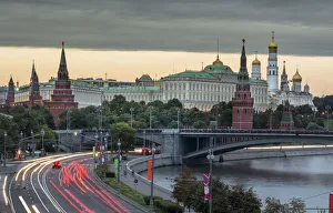 The Kremlin complex at night in Moscow, Russia