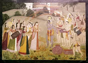 Celebrating Prints: Krishna Celebrating Spring Festival Of Holi