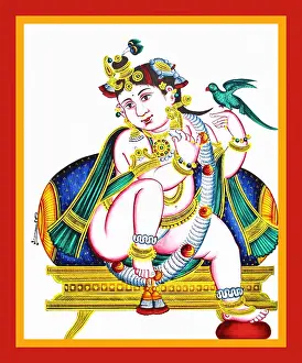 Album Prints: Krishna as a child, seated in lalitasana