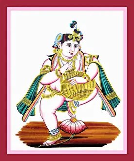 Album Prints: Krishna dancing with his right foot on the ground