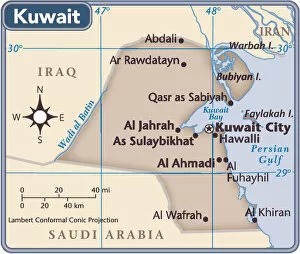 Images Dated 7th October 2017: Kuwait country map