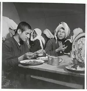 Kuwaiti Students Eating in Canteen