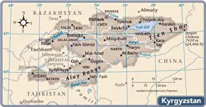Prints of 2011 edition Kyrgyzstan Unveiled Prints: Kyrgyzstan country map