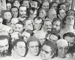 Sculpture Bust Prints: L. E. Cates Surrounded by Wax Heads