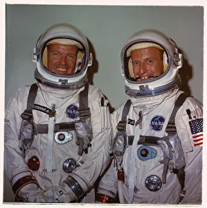 L Gordon Cooper and Charles Conrad Jr in Space Suits