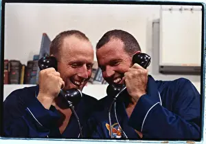 L Gordon Cooper and Charles Conrad Jr on Telephone