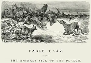 Epidemic Prints: La Fontaines Fables - Animals Sick of the Plague