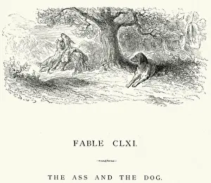 Horse Family Prints: La Fontaines Fables - Ass and the Dog