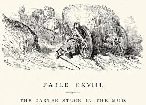 Covered Wagon Gallery: La Fontaines Fables - Carter stuck in the Mud