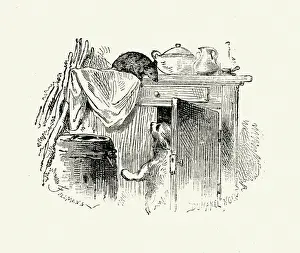 Pest Control Equipment Prints: La Fontaines Fables - Cat and the Rat