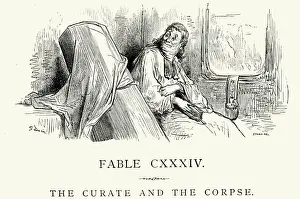 Religious Occupation Prints: La Fontaines Fables - Curate and the Corpse