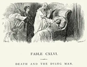 Grim Reaper Prints: La Fontaines Fables - Death and the Dying Man