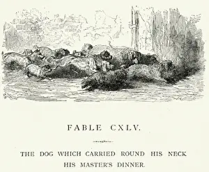 Herd Prints: La Fontaines Fables - The Dog and his Masters Dinner