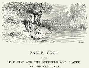 Fishing Line Prints: La Fontaines Fables - Fish and the Shepherd