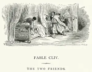 Domestic Room Prints: La Fontaines Fables - The Two Friends