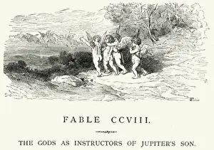 Cupid Prints: La Fontaines Fables - Gods as Instructors of Jupiters Son