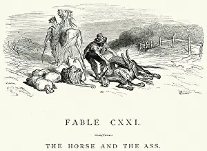 Exhaustion Prints: La Fontaines Fables - Horse and the Ass
