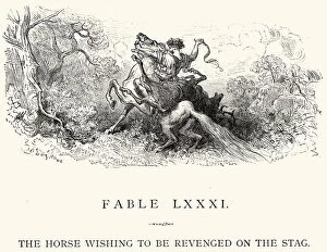 Hoofed Mammal Gallery: La Fontaines Fables - The Horse and Stag