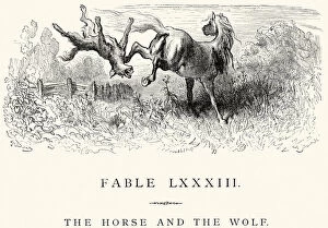 Hoofed Mammal Gallery: La Fontaines Fables - Horse and the Wolf