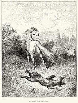 Images Dated 20th September 2014: La Fontaines Fables - Horse and the Wolf