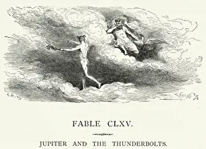 Greek God Prints: La Fontaines Fables - Jupiter and the Thunderbolts