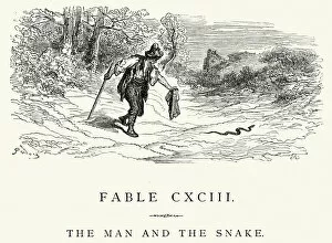 Snake Gallery: La Fontaines Fables - Man and the Snake