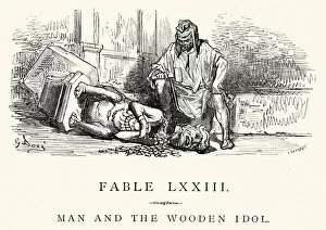 Images Dated 23rd September 2014: La Fontaines Fables - Man and the Wooden Idol