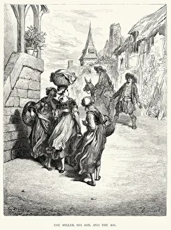Images Dated 4th August 2014: La Fontaines Fables - Miller, His Son, and the Ass