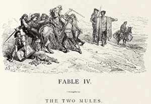 Images Dated 6th August 2014: La Fontaines Fables - The Two Mules