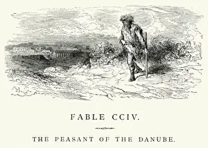 Central Europe Prints: La Fontaines Fables - Peasant of the Danube