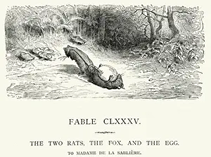 Animal Stage Prints: La Fontaines Fables - Two Rats, Fox and the Egg